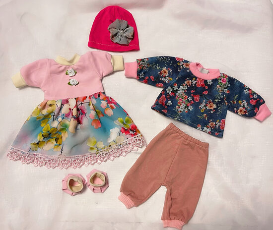 35 cm beebinukule roosades toonides komplekt